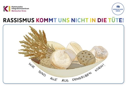 Im Rahmen der Internationalen Wochen gegen Rassismus kleben örtliche Bäckereien das Bild von Nouralhouda, Schülerin der 9. Klasse am Gymnasium Letmathe auf ihre Brötchentüten.