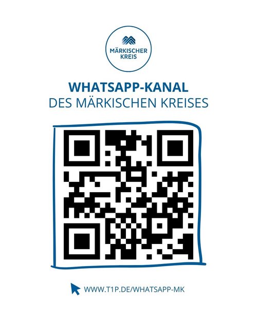 Der WhatsApp-Kanal des Märkischen Kreises kann unter www.t1p.de/whatsapp-mk abonniert werden. Grafik: Hannah Heyn / Märkischer Kreis