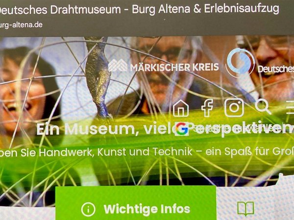 Spannende Einblicke in das Deutsche Drahtmuseum in Altena bietet die neue Homepage unter www.deutsches-drahtmuseum.de Foto: Ulla Erkens/Märkischer Kreis